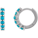 Load image into Gallery viewer, Platinum 14K Yellow Rose White Gold Natural Turquoise Huggie Hoop Earrings
