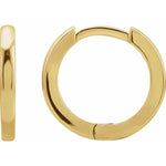 Załaduj obraz do przeglądarki galerii, Platinum 14K Solid Yellow Rose White Gold 12.5mm Classic Round Huggie Hinged Hoop Earrings Made to Order
