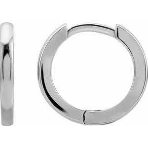 Platinum 14K Solid Yellow Rose White Gold 20mm Classic Round Huggie Hinged Hoop Earrings Made to Order