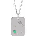 Load image into Gallery viewer, Platinum 14k Yellow Rose White Gold Sterling Silver Diamond Natural Chrysoprase Libra Zodiac Horoscope Constellation Pendant Necklace
