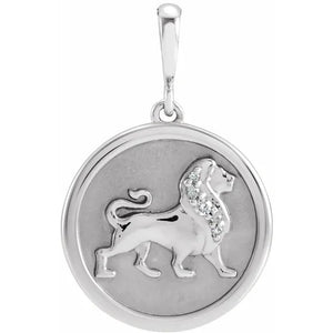 Platinum 14k Yellow Rose White Gold Genuine Diamond Lion Medallion Pendant Charm Necklace