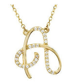 Indlæs billede til gallerivisning 14K Yellow Rose White Gold Diamond Letter A Initial Alphabet Necklace Custom Made To Order

