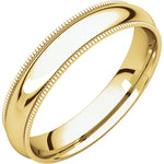 將圖片載入圖庫檢視器 14K Yellow Gold 4mm Milgrain Wedding Ring Band Comfort Fit Standard Weight
