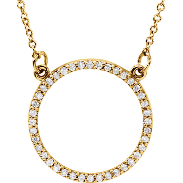 14k Yellow White Rose Gold 1/6 CTW Diamond 13mm Circle Necklace