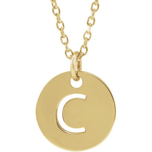 Letter C Necklace - Gold Block Letter Initial Charm