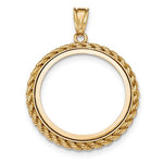 Charger l&#39;image dans la galerie, 14K Yellow Gold 1/2 oz or Half Ounce American Eagle Coin Holder Holds 27mm x 2.2mm Coin Rope Polished Prong Bezel Pendant Charm
