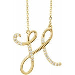 將圖片載入圖庫檢視器 14K Yellow Rose White Gold Diamond Letter H Initial Alphabet Necklace Custom Made To Order

