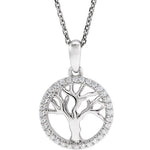 Carregar imagem no visualizador da galeria, 14K White Gold 1/5 CTW Diamond Tree of Life Pendant Charm Necklace
