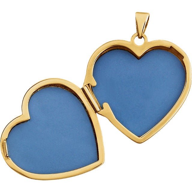 14k Yellow Gold Heart Photo Locket Pendant Charm Customized Personalized