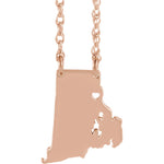 Load image into Gallery viewer, 14k Gold 10k Gold Silver Rhode Island State Heart Personalized City Necklace
