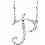 Load image into Gallery viewer, 14K Yellow Rose White Gold Diamond Letter P Initial Alphabet Necklace Custom Made To Order
