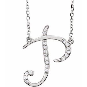 14K Yellow Rose White Gold Diamond Letter P Initial Alphabet Necklace Custom Made To Order