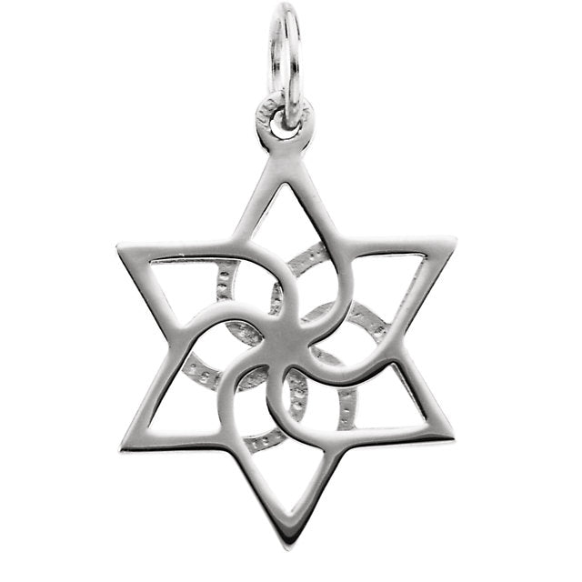 14K Yellow Gold or Sterling Silver Star of David Pendant Charm