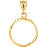 Charger l&#39;image dans la galerie, 14k Yellow Gold Coin Holder Pendant Charm Holds 14mmx1mm Coins 1/20 Ounce Chinese Panda 1/25 oz Isle of Man Cat
