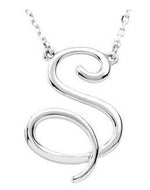 Load image into Gallery viewer, 14k Gold or Sterling Silver Script Letter S Initial Alphabet Necklace
