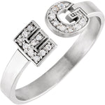 Charger l&#39;image dans la galerie, 14k White Gold Personalized Diamond Initial Ring
