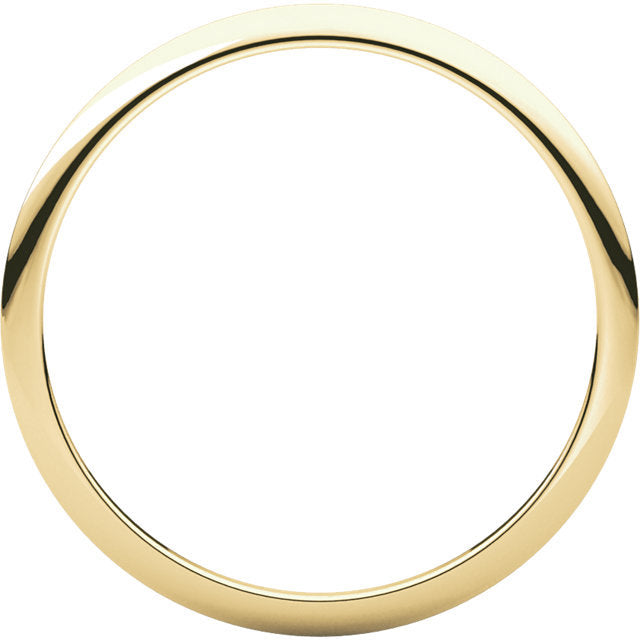 14K Yellow Gold 1mm Wedding Ring Band Standard Fit Half Round Standard Weight