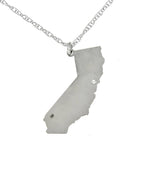 Indlæs billede til gallerivisning 14k Gold 10k Gold Silver California CA State Map Diamond Personalized City Necklace
