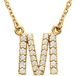 將圖片載入圖庫檢視器 14k Gold 1/5 CTW Diamond Alphabet Initial Letter M Necklace
