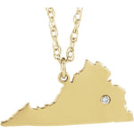 Charger l&#39;image dans la galerie, 14k Gold 10k Gold Silver Virginia VA State Map Diamond Personalized City Necklace
