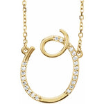 Φόρτωση εικόνας στο εργαλείο προβολής Συλλογής, 14K Yellow Rose White Gold Diamond Letter O Initial Alphabet Necklace Custom Made To Order
