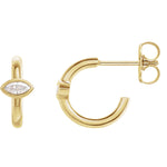 Charger l&#39;image dans la galerie, Platinum 14k Yellow Rose White Gold 1/8 CTW Marquise Cut Diamond J Hoop Earrings
