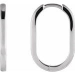 Load image into Gallery viewer, Platinum 14K Yellow Rose White Gold Elongated Oval Huggie Hinged Hoop Earrings
