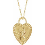 Cargar imagen en el visor de la galería, Platinum 14k Yellow Rose White Gold Sterling Silver Saint Christoper Heart Medallion Pendant Charm Necklace
