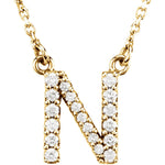 Load image into Gallery viewer, 14k Gold 1/6 CTW Diamond Alphabet Initial Letter N Necklace
