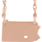 이미지를 갤러리 뷰어에 로드 , 14k Gold 10k Gold Silver Pennsylvania State Heart Personalized City Necklace
