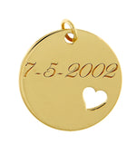 Carregar imagem no visualizador da galeria, 14k Yellow Rose White Gold or Silver Round Disc Heart Pierced Pendant Charm Necklace Personalized Engraved
