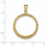 Load image into Gallery viewer, 14K Yellow Gold 1/2 oz or One Half Ounce American Eagle Coin Holder Holds 27mm x 2.2mm Prong Bezel Rope Edge Pendant Charm
