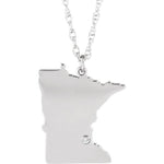 Indlæs billede til gallerivisning 14k Gold 10k Gold Silver Minnesota MN State Map Diamond Personalized City Necklace
