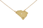 Indlæs billede til gallerivisning 14k Gold 10k Gold Silver South Carolina State Heart Personalized City Necklace
