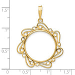 Load image into Gallery viewer, 14K Yellow Gold 1/4 oz Koala 1/4 oz Nugget Coin Holder Holds 20.1mm Coins Bezel Prong Scroll Border Design Pendant Charm
