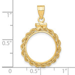 Charger l&#39;image dans la galerie, 14K Yellow Gold US $1 Dollar Type 2 Coin Holder Holds 15mm Coins Rope Bezel Screw Top Pendant Charm
