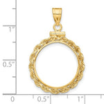 Carica l&#39;immagine nel visualizzatore di Gallery, 14K Yellow Gold US $2.50 Dollar Liberty US $2.50 Dollar Indian Barber Dime Mercury Dime Coin Holder Holds 17.8mm Coins Rope Bezel Screw Top Pendant Charm
