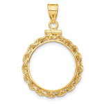 Load image into Gallery viewer, 14K Yellow Gold US $2.50 Dollar Liberty US $2.50 Dollar Indian Barber Dime Mercury Dime Coin Holder Holds 17.8mm Coins Rope Bezel Screw Top Pendant Charm
