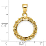 Afbeelding in Gallery-weergave laden, 14K Yellow Gold 1/20 oz Maple Leaf Panda Kangaroo 1/25 oz Cat Coin Holder Holds 14mm Coins Bezel Rope Edge Diamond Cut Prong Pendant Charm

