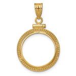 Load image into Gallery viewer, 14K Yellow Gold Coin Holder for 16.5mm Coins or 1/10 oz American Eagle 1/10 oz Krugerrand Coin Holder Screw Top Bezel Beaded Pendant Charm
