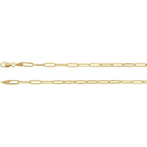 14k Yellow Rose White Gold 3.85mm Paper Clip Elongated Flat Link Bracelet Anklet Choker Necklace Pendant Chain