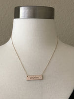 Load image into Gallery viewer, 14k Yellow White Rose Gold .03 CTW Diamond Bar Necklace Engraved
