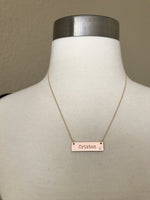 Lade das Bild in den Galerie-Viewer, 14k Yellow White Rose Gold .03 CTW Diamond Bar Necklace Engraved
