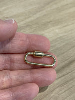 Load image into Gallery viewer, 14k Yellow Gold Carabiner Oval Clasp Lock Connector Pendant Charm Hanger Bail Enhancer
