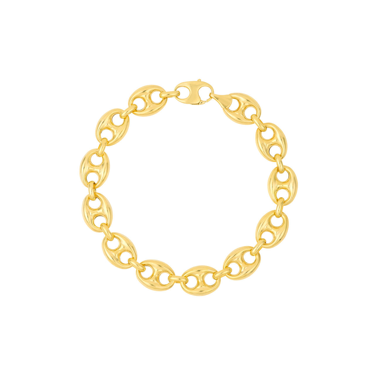 14K Yellow Gold 10mm Puff Mariner Bracelet Anklet Choker Necklace Pendant Chain