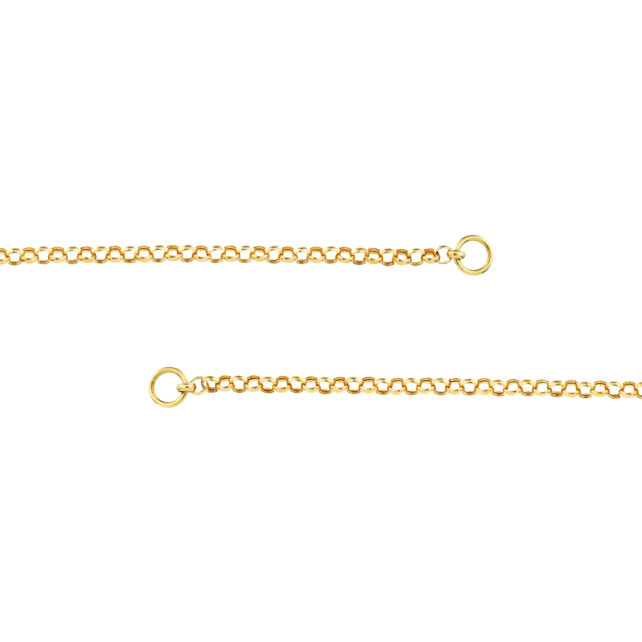 14K Yellow Gold 3.8mm Rolo Split Chain with End Rings for Lariat Y Necklace Bracelet Anklet Push Clasp Lock Connector Bail Pendant Charm Hanger