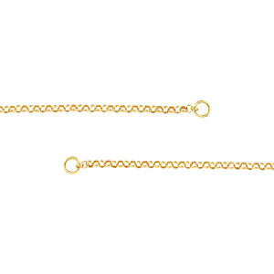 14K Yellow Gold 3.8mm Rolo Split Chain with End Rings for Lariat Y Necklace Bracelet Anklet Push Clasp Lock Connector Bail Pendant Charm Hanger