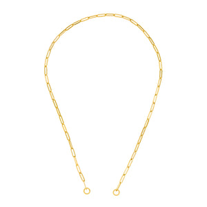 14K Yellow Gold Paper Clip Link Split Chain with End Rings for Lariat Y Necklace Bracelet Anklet Push Clasp Lock Connector Bail Pendant Charm Hanger