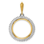 Load image into Gallery viewer, 14K Gold Two Tone Diamond US $2.50 Dollar Liberty US $2.50 Dollar Indian Barber Dime Mercury Dime Coin Holder Holds 17.8mm Coins Bezel Prong Pendant Charm

