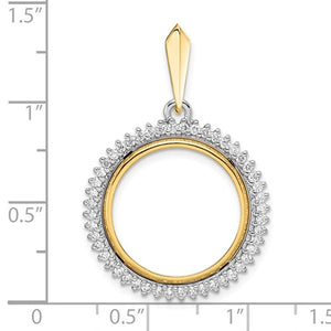 14K Gold Two Tone Diamond US $2.50 Dollar Liberty US $2.50 Dollar Indian Barber Dime Mercury Dime Coin Holder Holds 17.8mm Coins Bezel Prong Pendant Charm